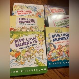 Five Little Monkeys Series board books by Eileen Christelow Lot Of 6 Titles